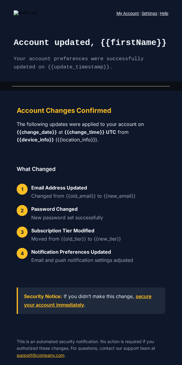 Account Update Email Segmentation for Entertainment