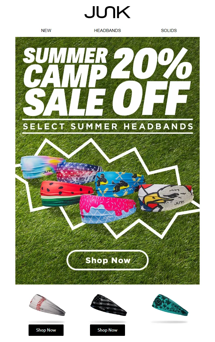 Summer Camp Sale Email Template – 20% Off Headbands