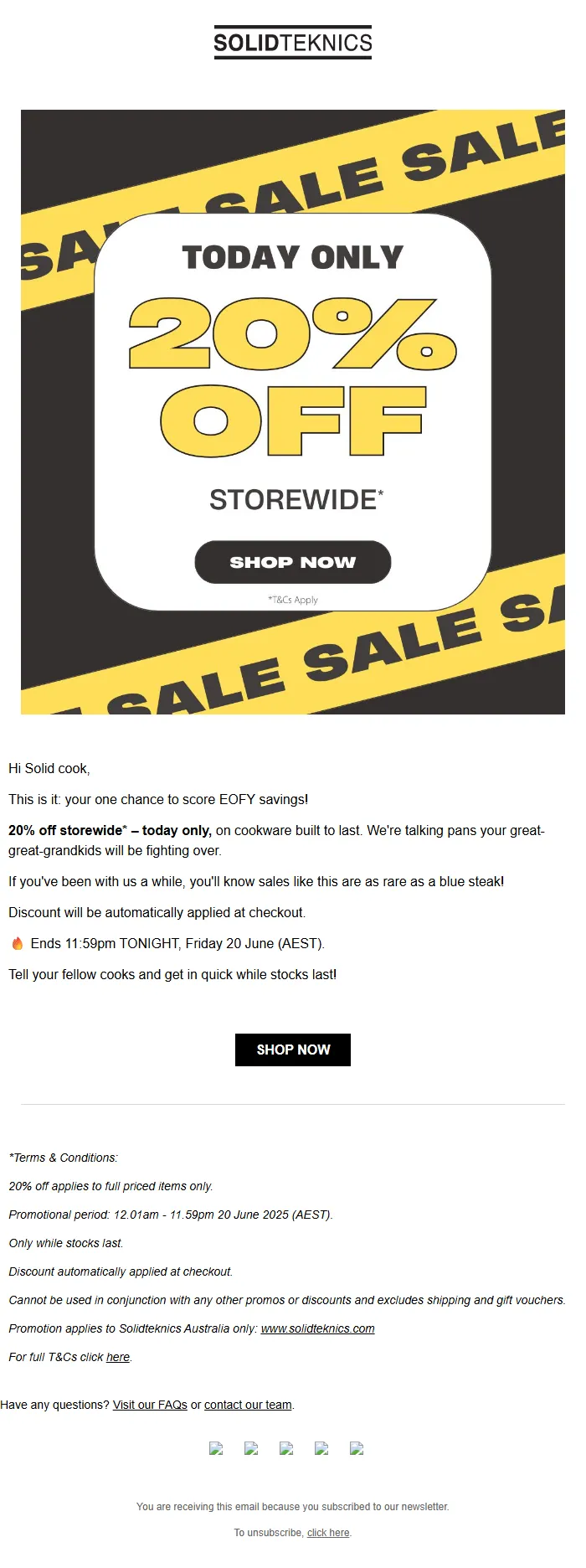 20% Off Storewide Email Template for Flash Sales