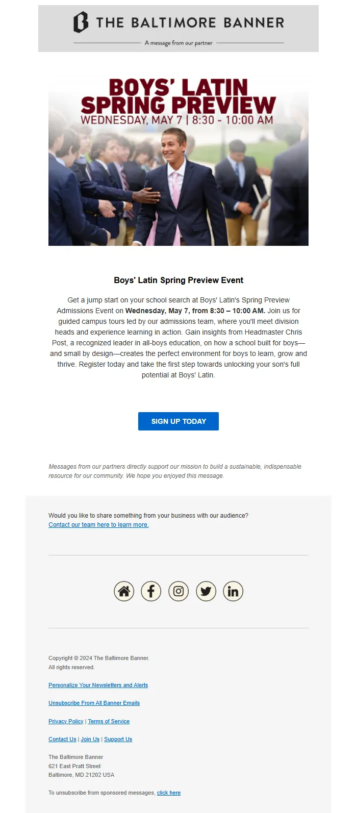 School Event Invitation Email Template – Spring Preview