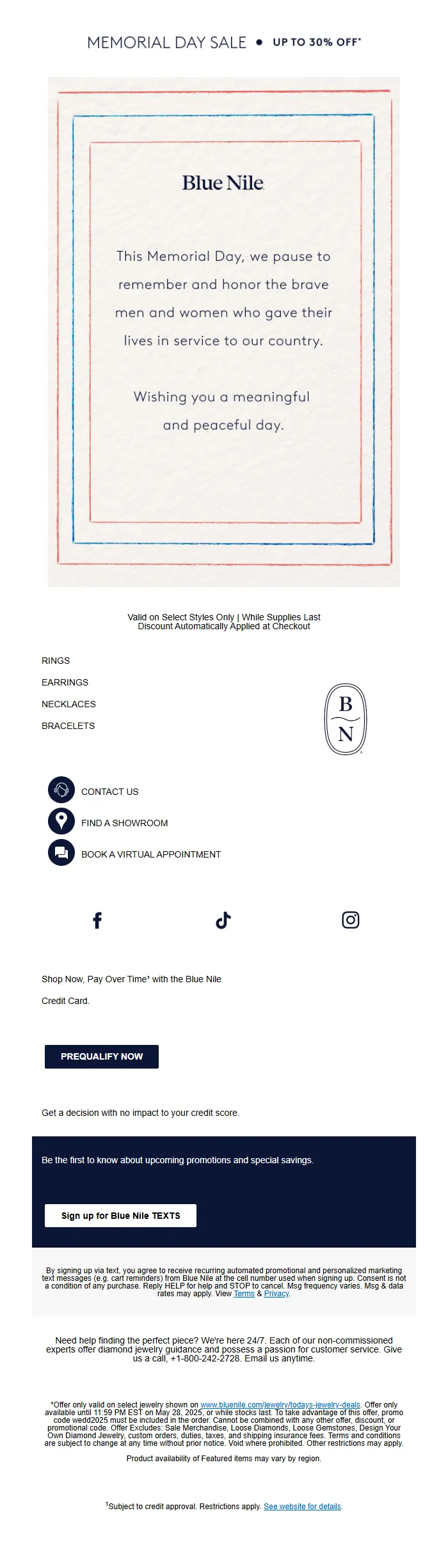 Memorial Day Jewelry Email Template