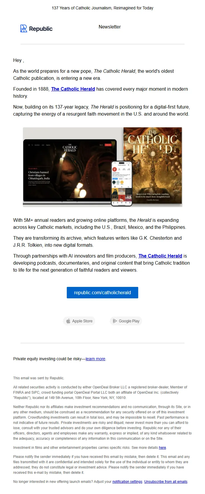 Catholic Publication Newsletter Email Template