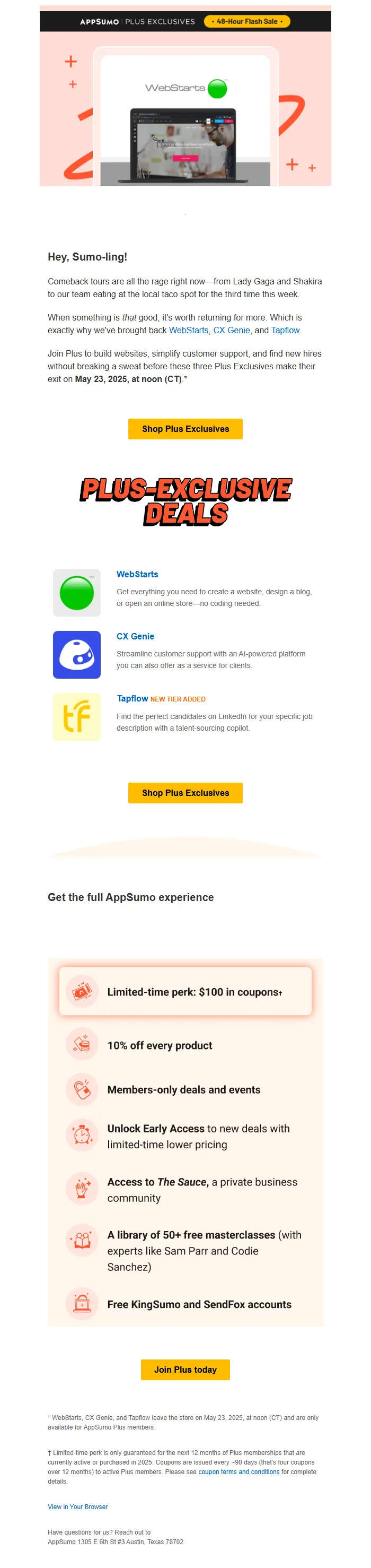 AppSumo Plus Exclusives Email Template