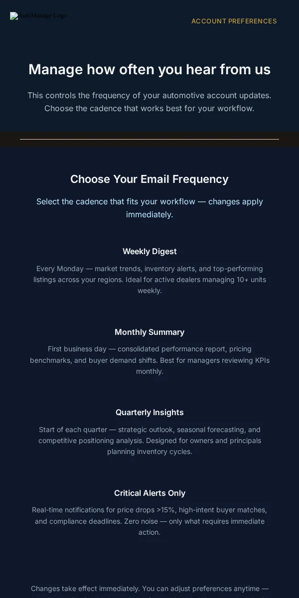 Account Update Email Template for Automotive