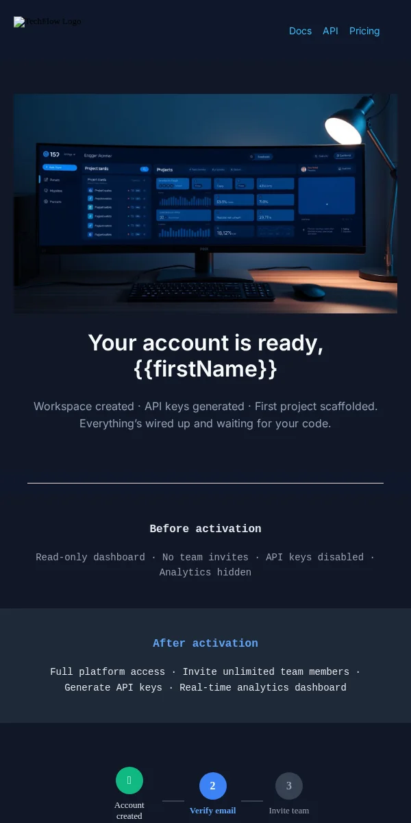 Activation Email Template for Technology