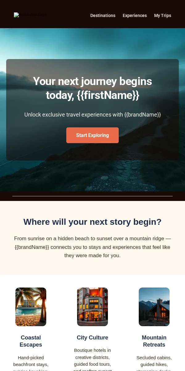 Activation Email Template for Travel Hospitality