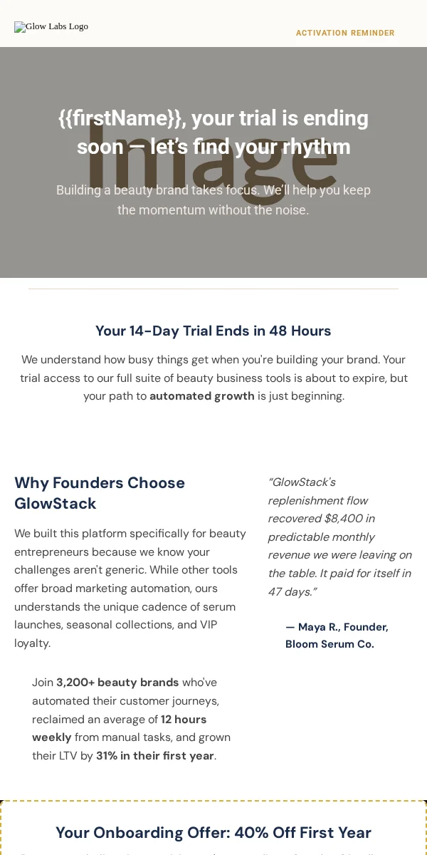 Activation Email Template for Beauty & Cosmetics