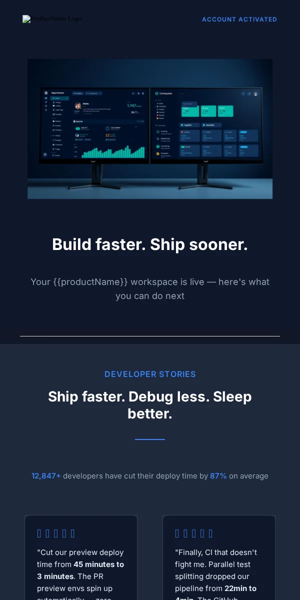 Activation Email Template for Technology