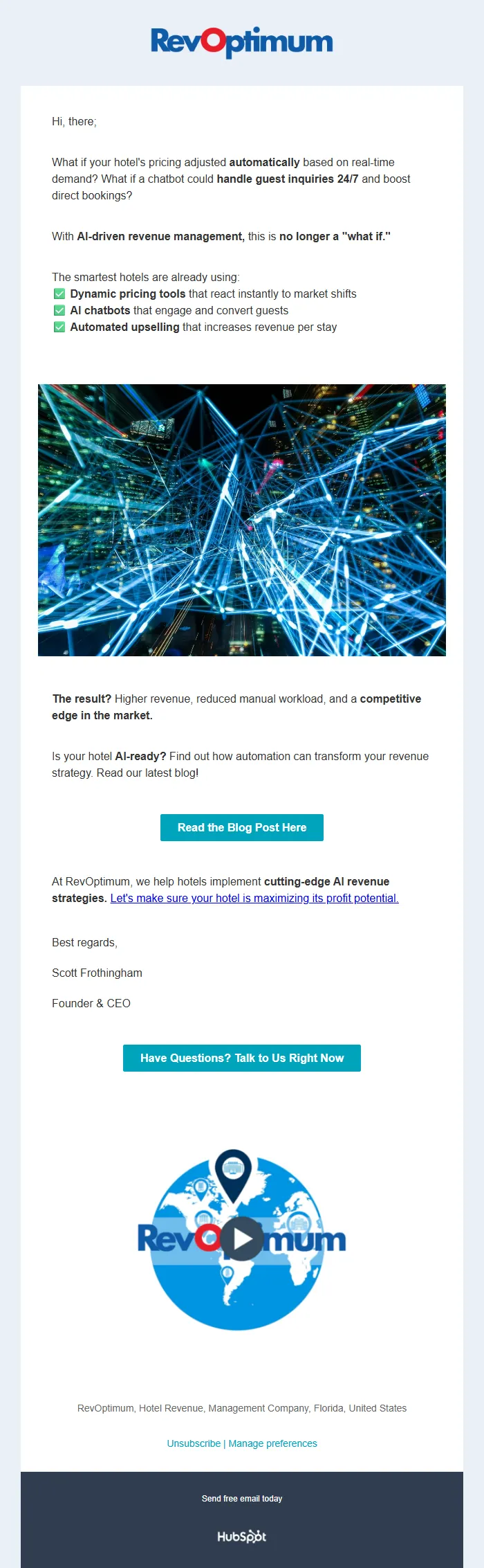 AI Hotel Revenue Management Email Template