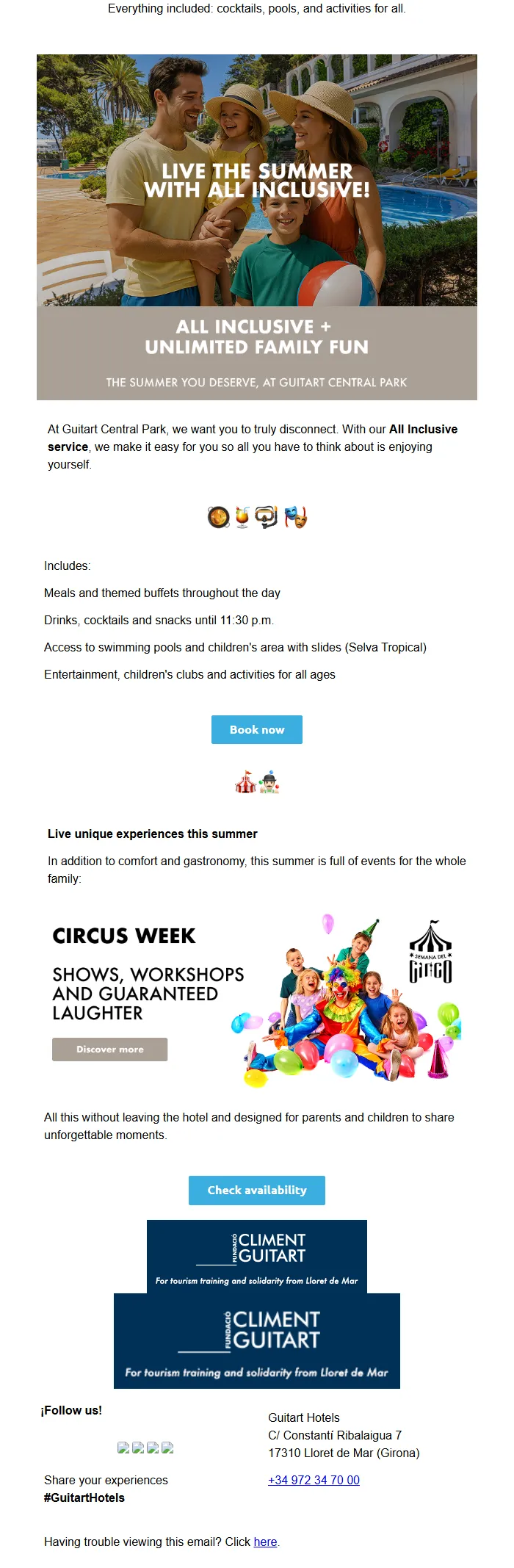 All-Inclusive Resort Booking Email Template for Vacation