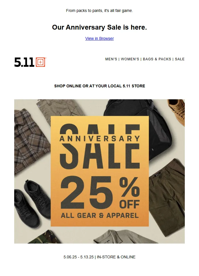 Anniversary Sale Email Template – 25% Off Sitewide