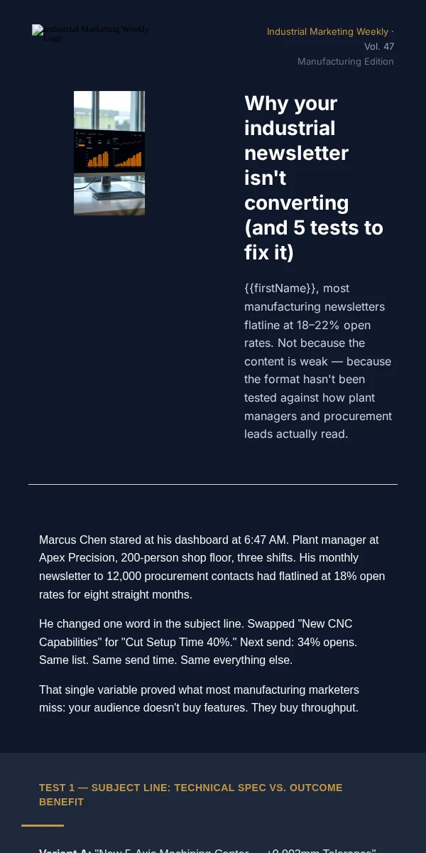 Newsletter Email Template for Manufacturing Industrial