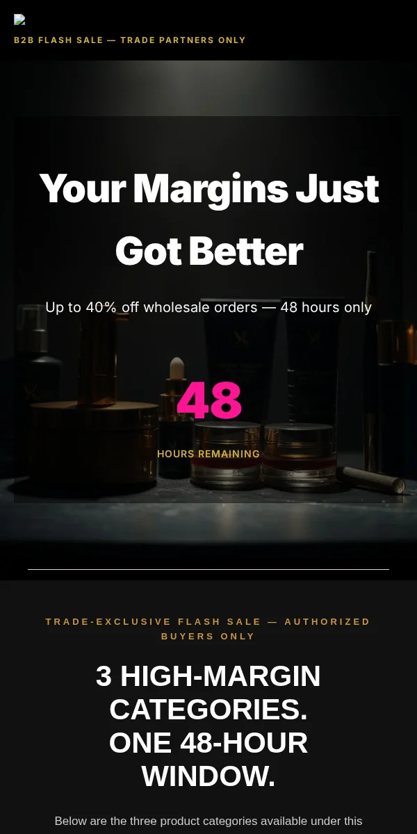 Flash Sale Email Template for Beauty Cosmetics