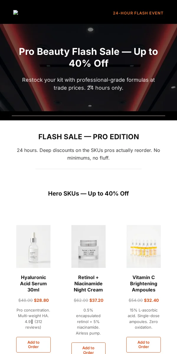 Flash Sale Email Template for Beauty Cosmetics