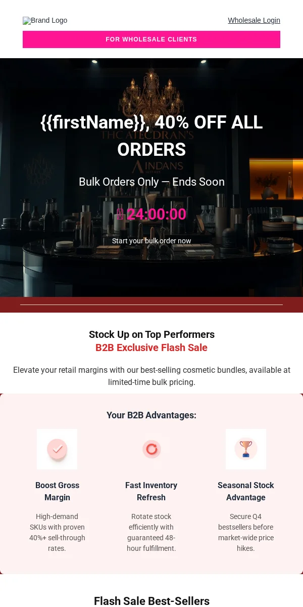 Flash Sale Email Template for Beauty Cosmetics
