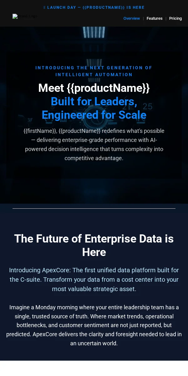 Product Launch Email Template for Technology