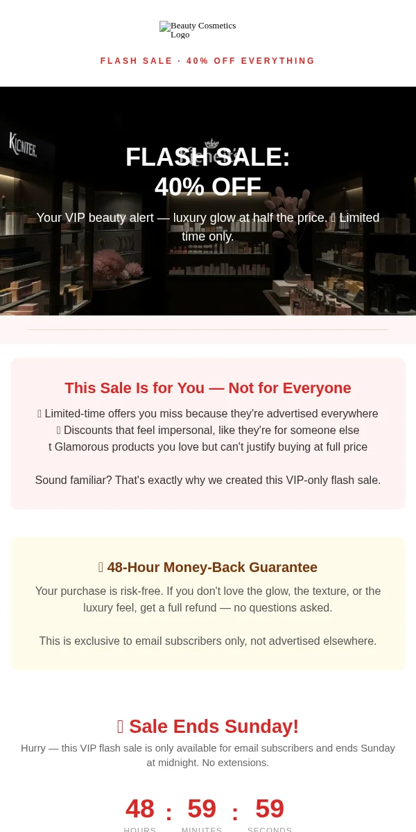 Flash Sale Email Template for Beauty Cosmetics