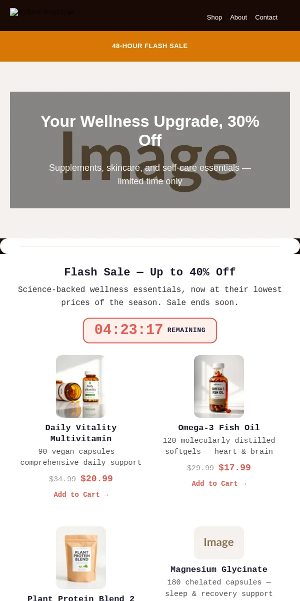 Flash Sale Email Template for Health Wellness