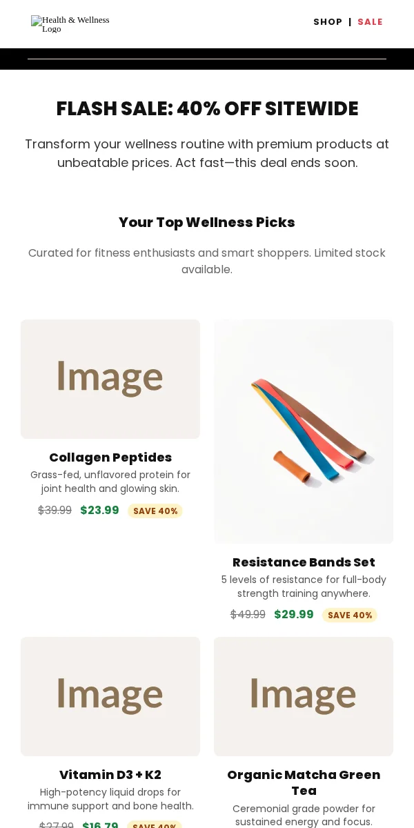 Flash Sale Email Template for Health Wellness