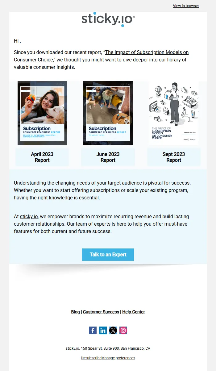 Report Follow-Up Email Template for Lead Nurture