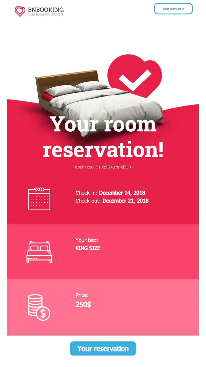 Bed & Breakfast Reservation Email Template