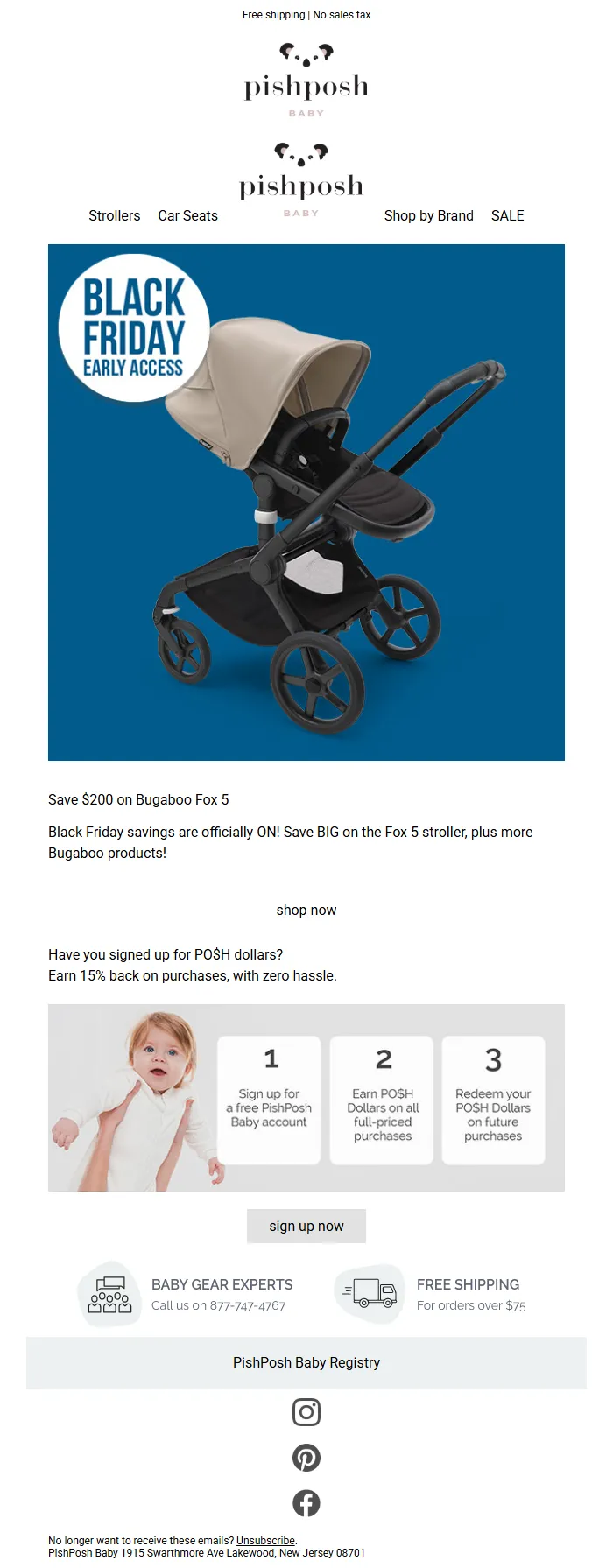 Black Friday Early Access Email Template for Baby Gear & Retail
