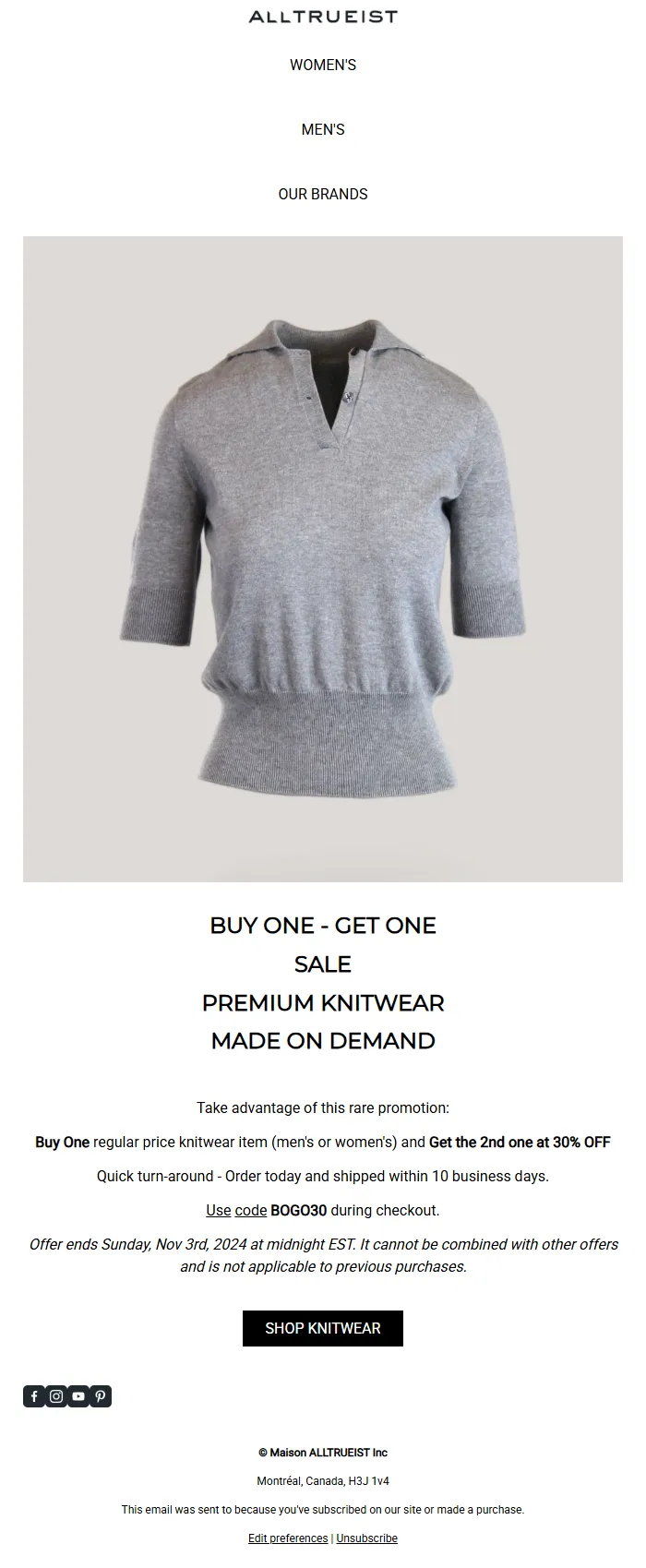 Bogo Offer Email Template for Fashion & Apparel
