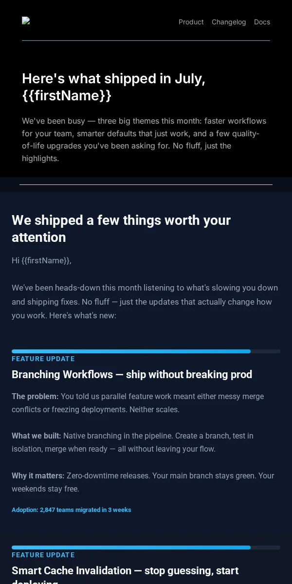 Company Update Email Template for Saas Software