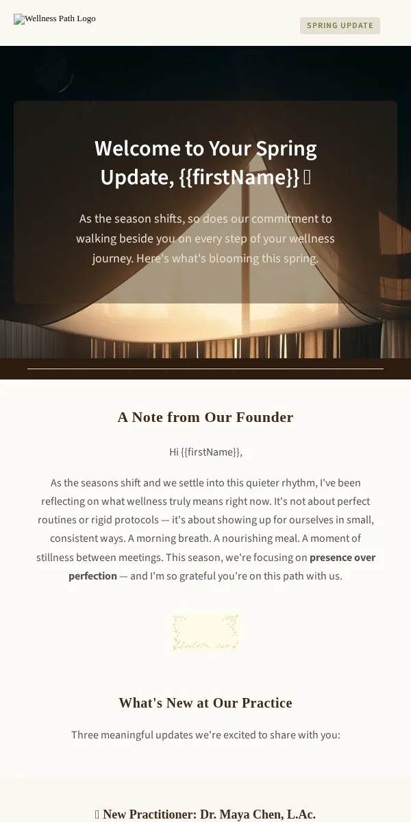 Company Update Email Template for Health Wellness