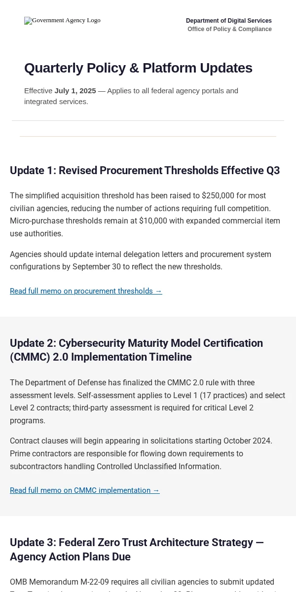 Company Update Email Template for Government Public