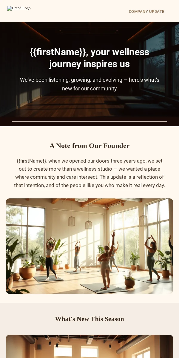 Company Update Email Template for Health Wellness