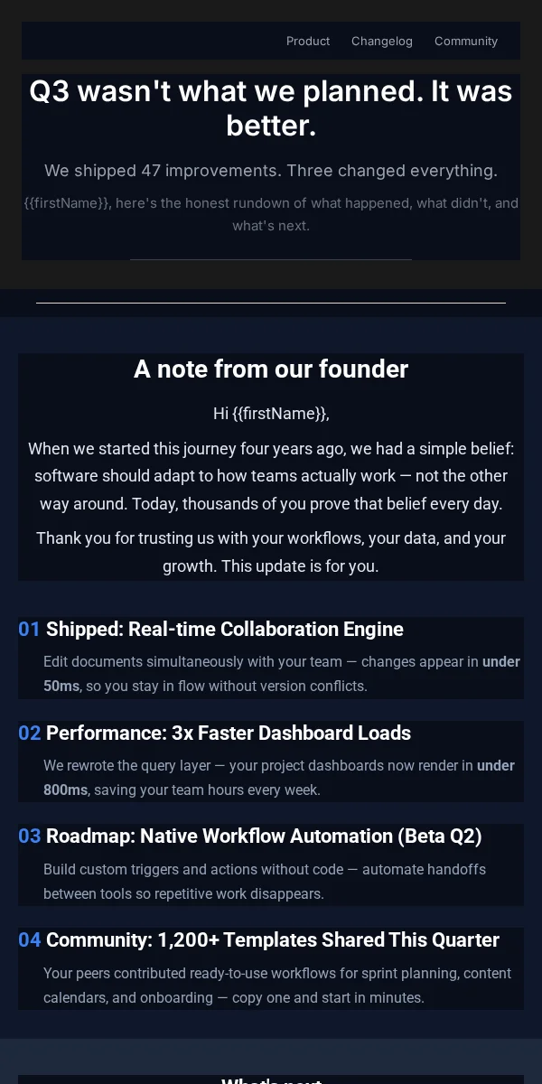 Company Update Email Template for Saas Software