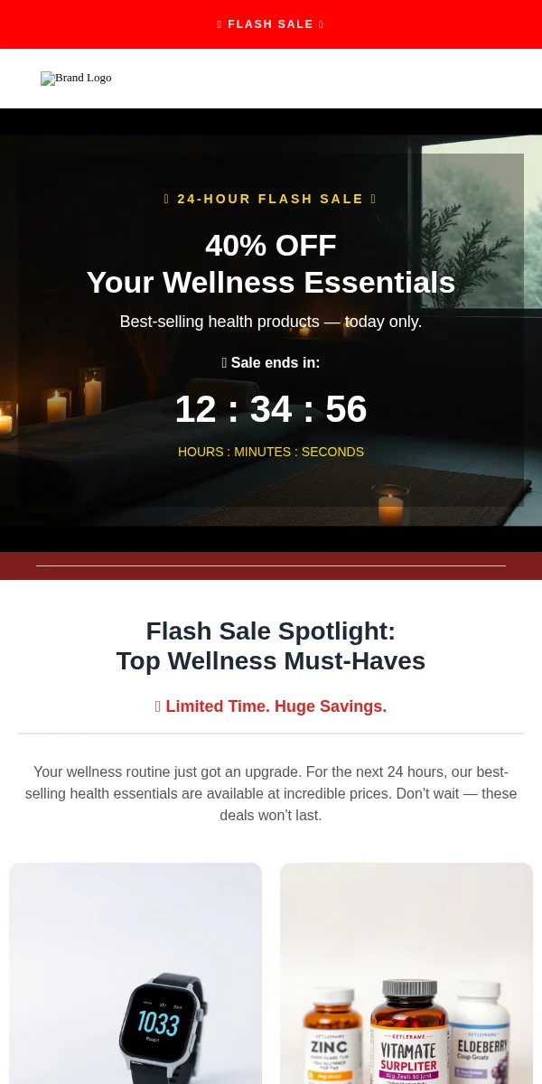 Flash Sale Email Template for Health Wellness