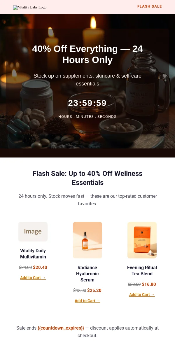 Flash Sale Email Template for Health Wellness