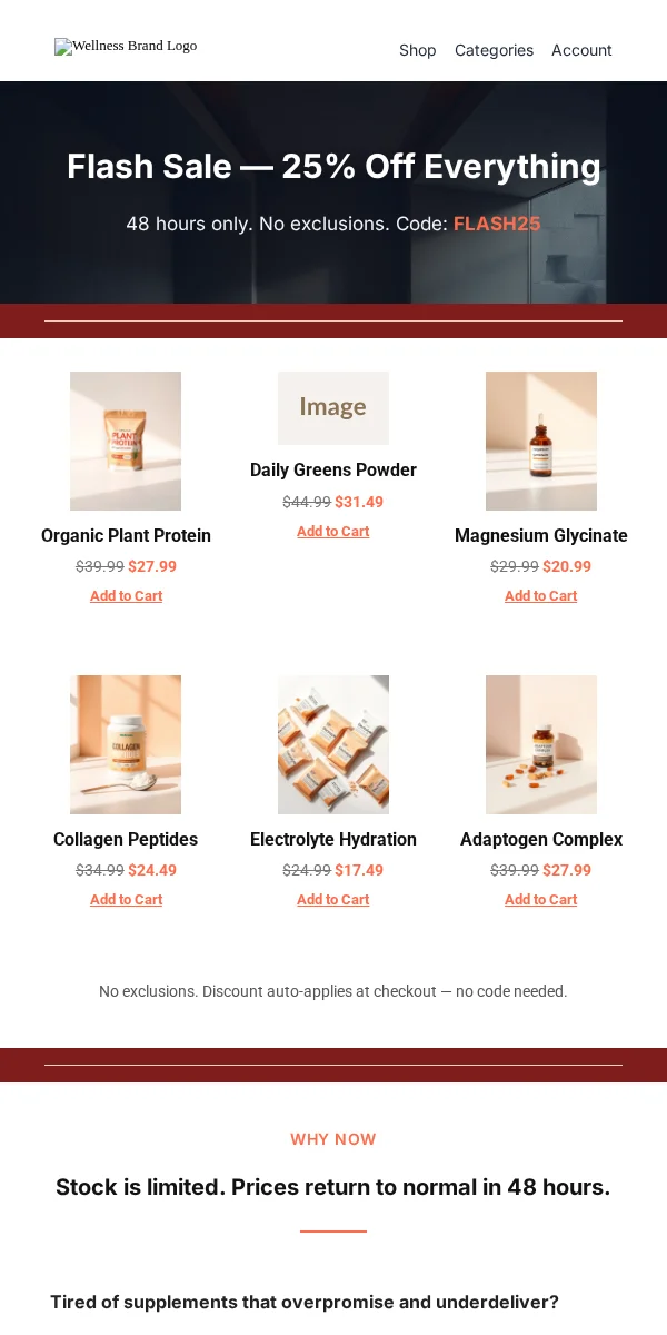 Flash Sale Email Template for Health Wellness