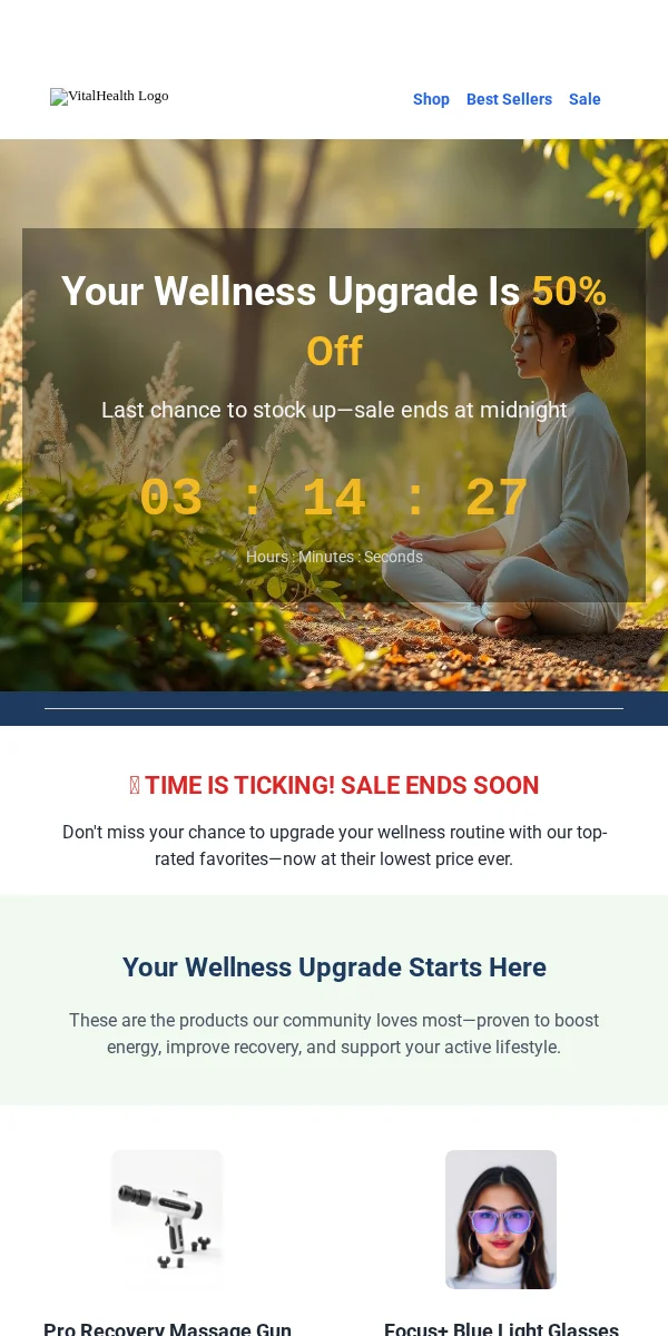 Flash Sale Email Template for Health Wellness