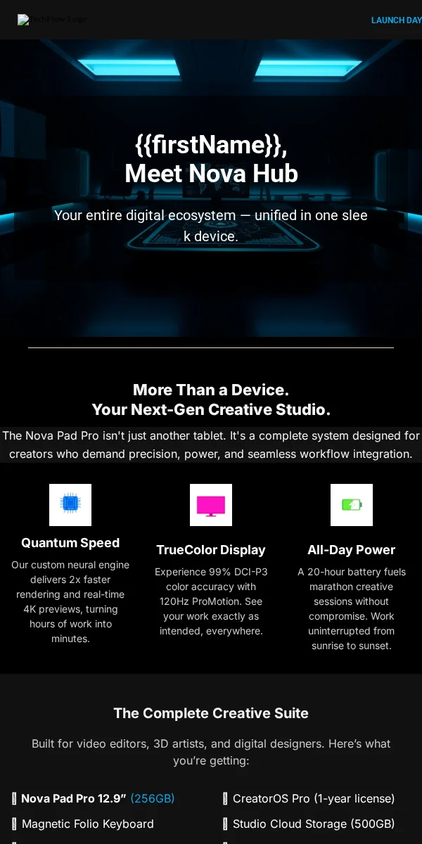 Product Launch Email Template for Technology