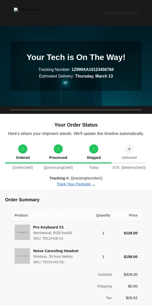 Delivery Confirmation Email Template for Technology