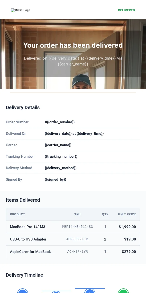 Delivery Confirmation Email Template for Technology