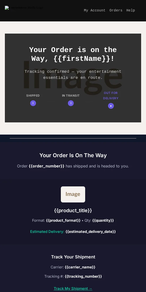 Delivery Confirmation Email Template for Entertainment & Media