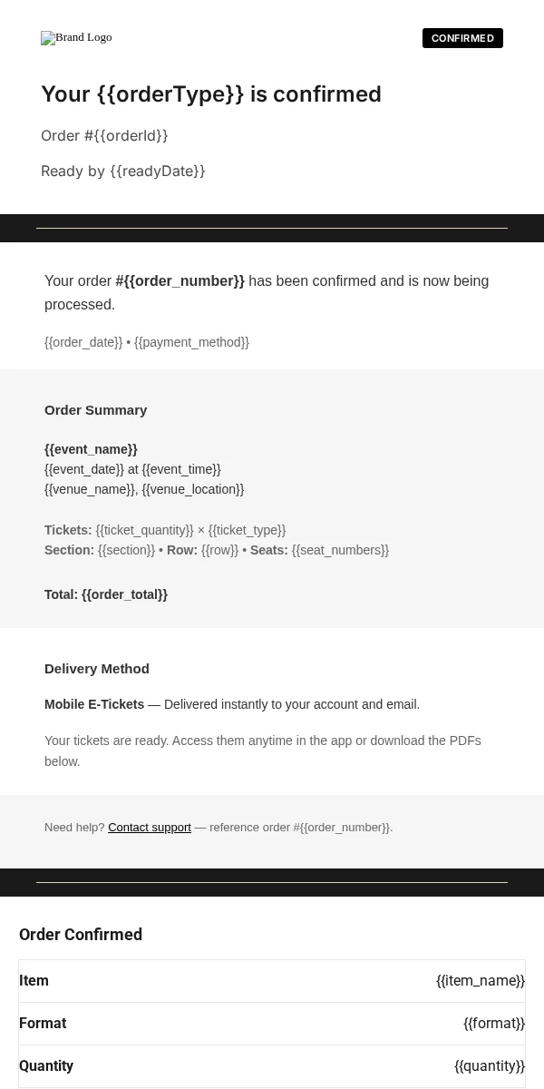 Delivery Confirmation Email Template for Entertainment Media