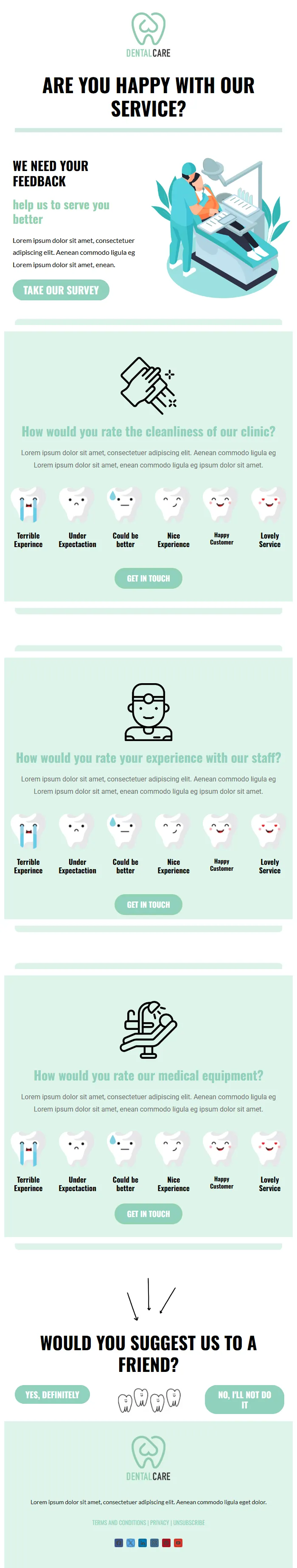 Dental Clinic Feedback Survey Email Template
