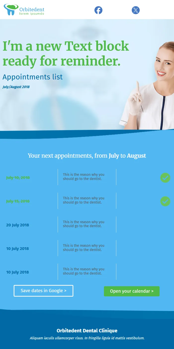 Dentist Appointment Reminder Email Template