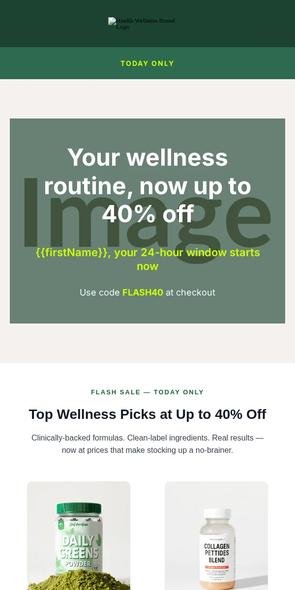 Flash Sale Email Template for Health Wellness