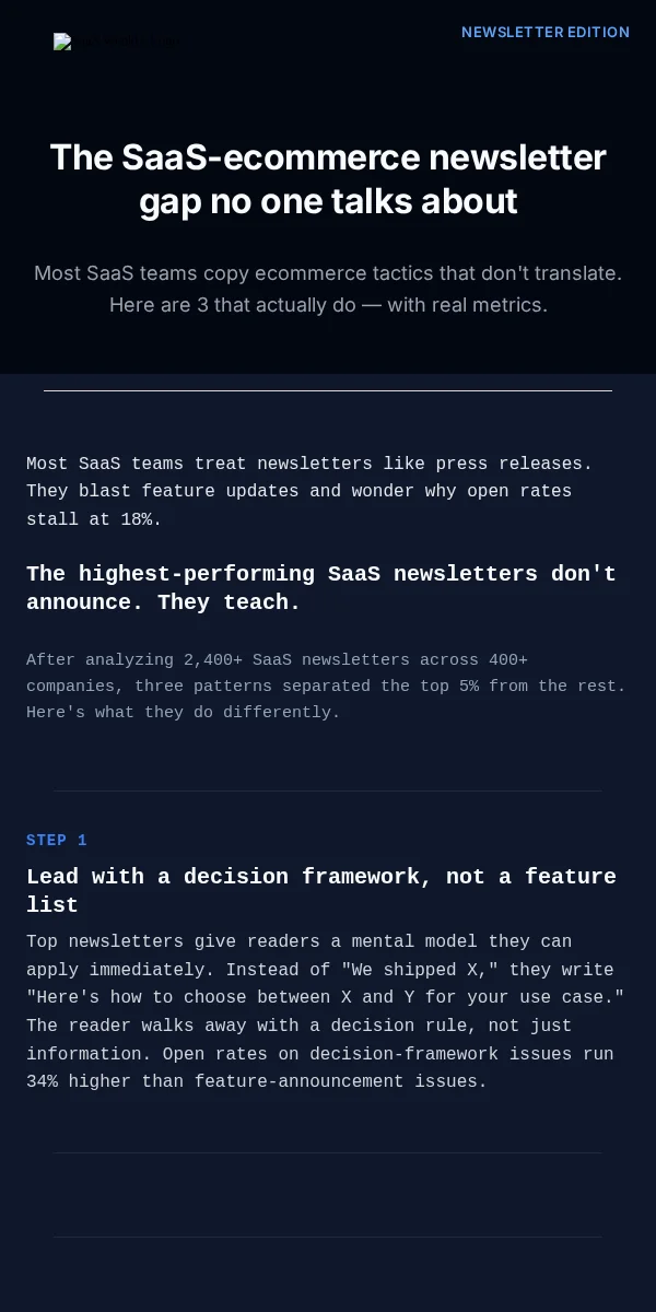 Newsletter Email Template for SaaS Software