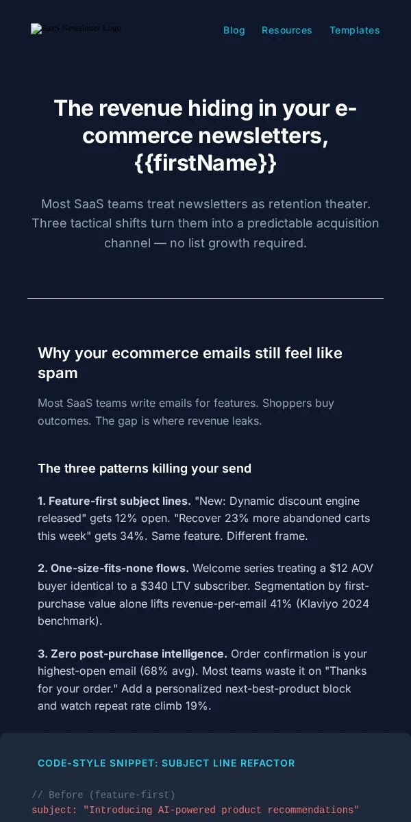 Newsletter Email Template for Saas Software