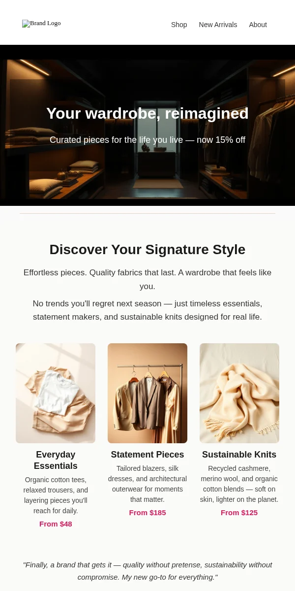 Welcome Email Template for Apparel Fashion