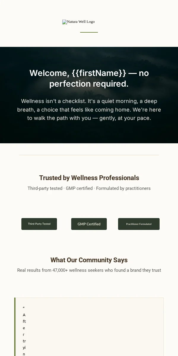 Welcome Email Template for Health Wellness