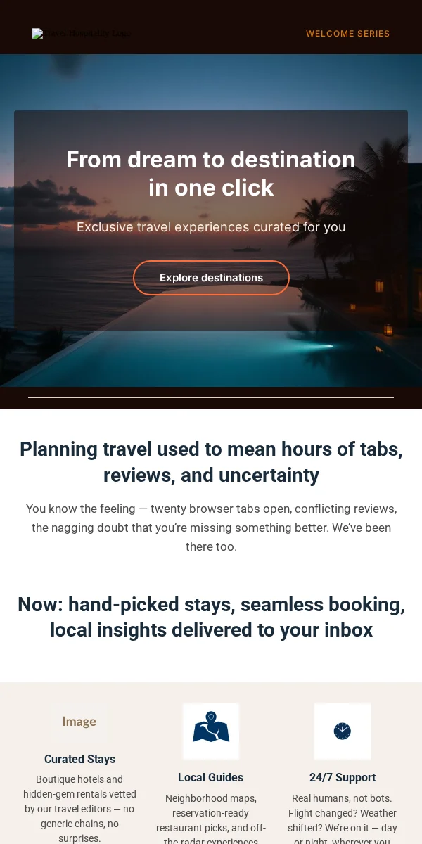 Welcome Email Template for Travel Hospitality