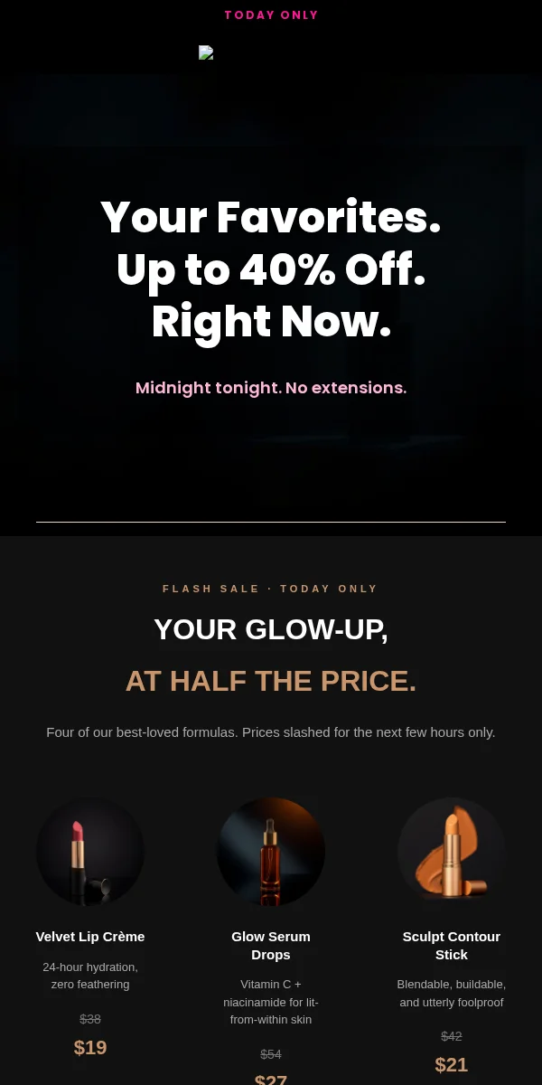 Flash Sale Email Template for Beauty Cosmetics